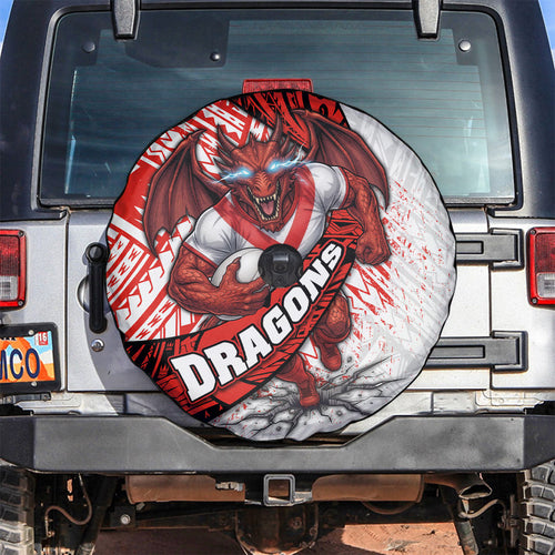 St George Illawarra Dragons Rugby Spare Tire Cover Tribal Polynesian Power Art - Lightning Mascot
