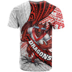 St George Illawarra Dragons Rugby T Shirt Tribal Polynesian Power Art - Lightning Mascot