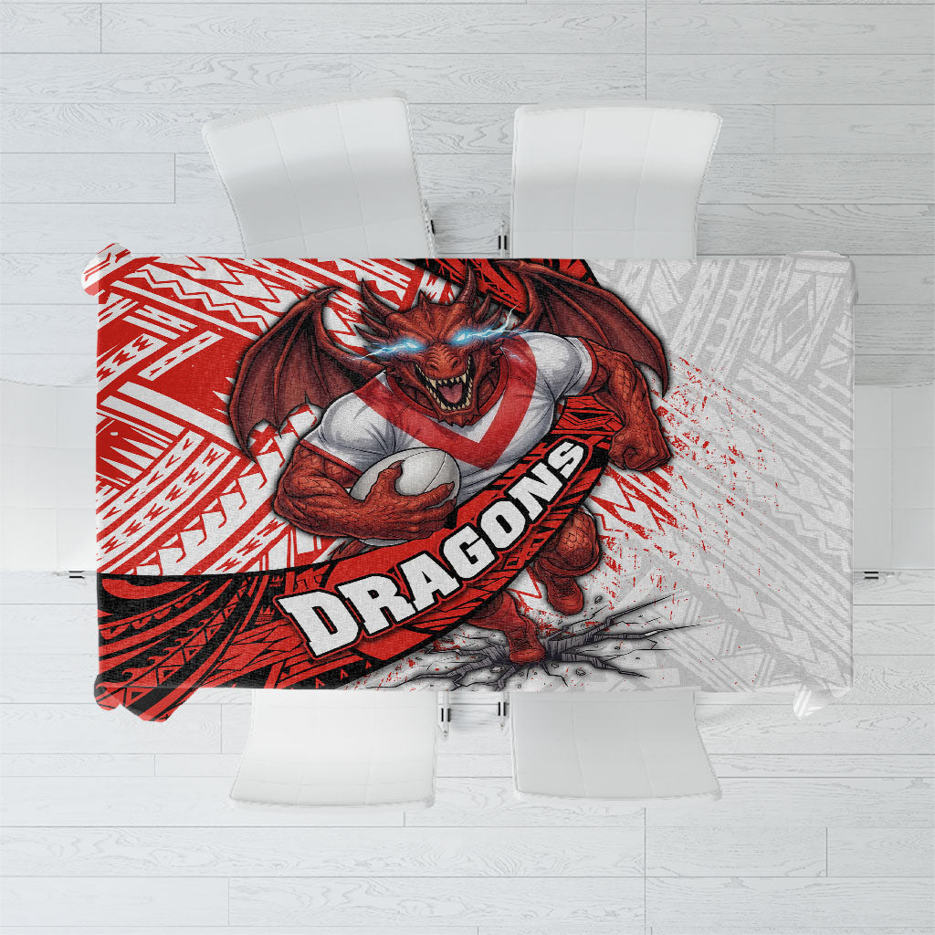 St George Illawarra Dragons Rugby Tablecloth Tribal Polynesian Power Art - Lightning Mascot