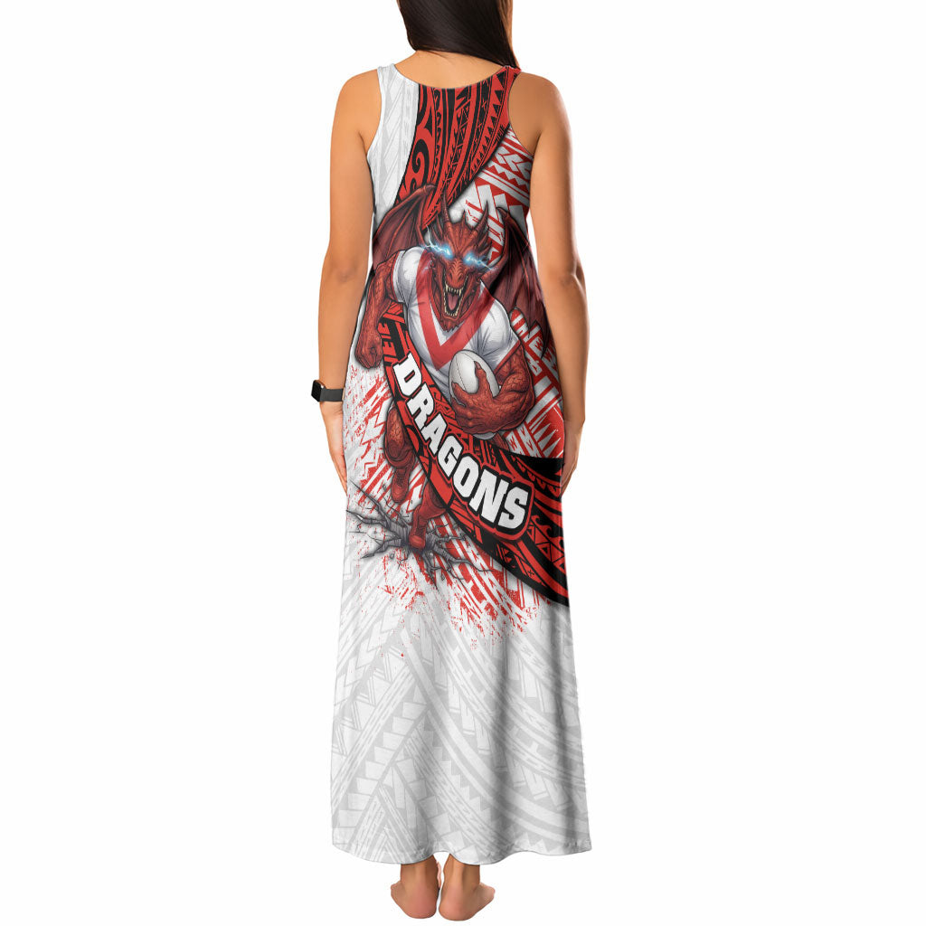 St George Illawarra Dragons Rugby Tank Maxi Dress Tribal Polynesian Power Art - Lightning Mascot