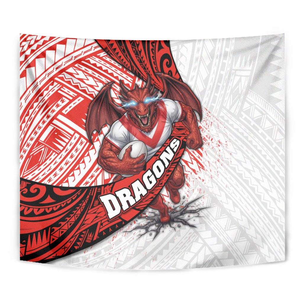 St George Illawarra Dragons Rugby Tapestry Tribal Polynesian Power Art - Lightning Mascot