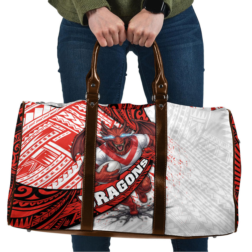 St George Illawarra Dragons Rugby Travel Bag Tribal Polynesian Power Art - Lightning Mascot