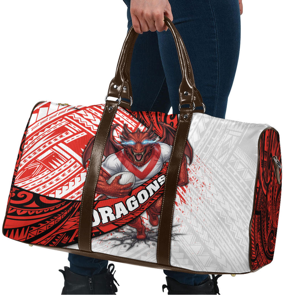 St George Illawarra Dragons Rugby Travel Bag Tribal Polynesian Power Art - Lightning Mascot