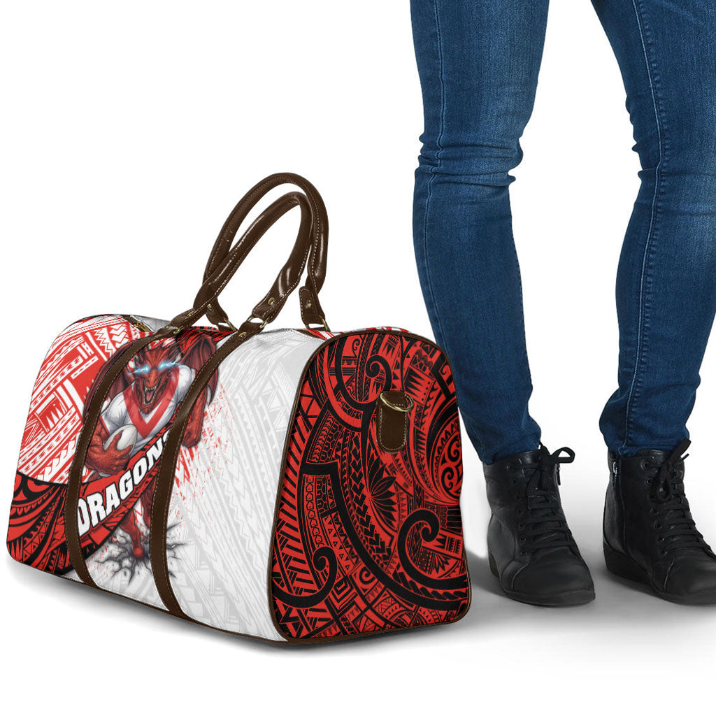 St George Illawarra Dragons Rugby Travel Bag Tribal Polynesian Power Art - Lightning Mascot