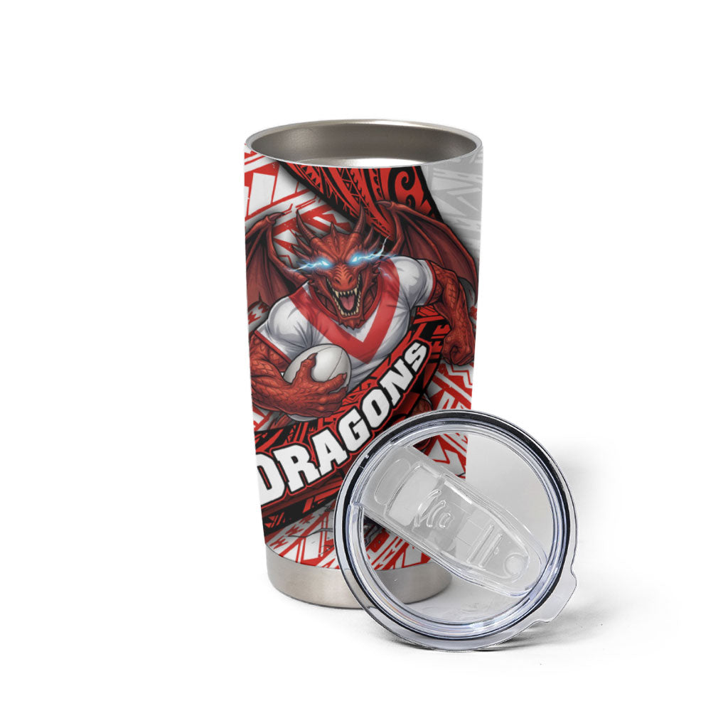 St George Illawarra Dragons Rugby Tumbler Cup Tribal Polynesian Power Art - Lightning Mascot