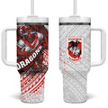 St George Illawarra Dragons Rugby Tumbler With Handle Tribal Polynesian Power Art - Lightning Mascot