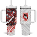 St George Illawarra Dragons Rugby Tumbler With Handle Tribal Polynesian Power Art - Lightning Mascot