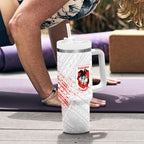 St George Illawarra Dragons Rugby Tumbler With Handle Tribal Polynesian Power Art - Lightning Mascot