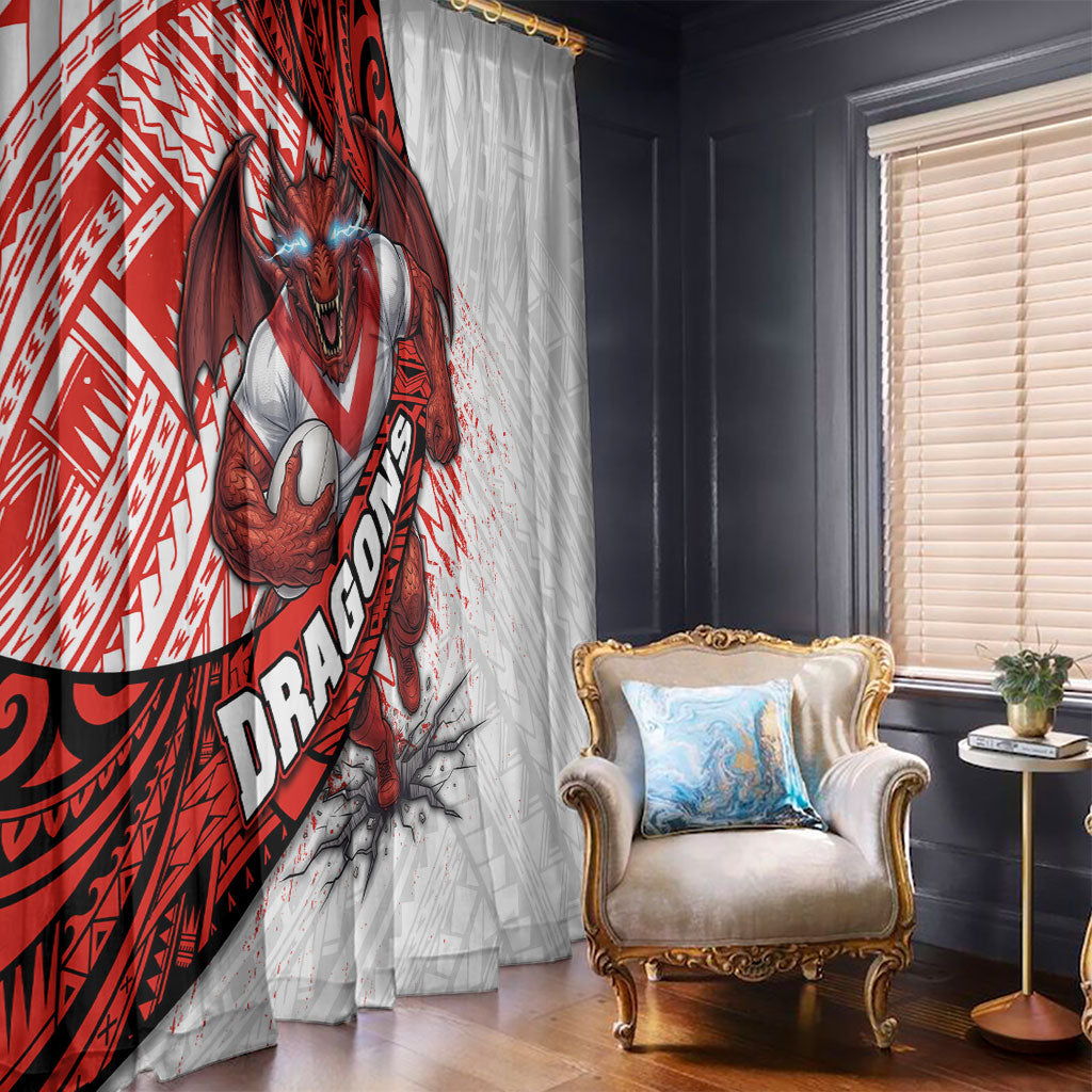 St George Illawarra Dragons Rugby Window Curtain Tribal Polynesian Power Art - Lightning Mascot