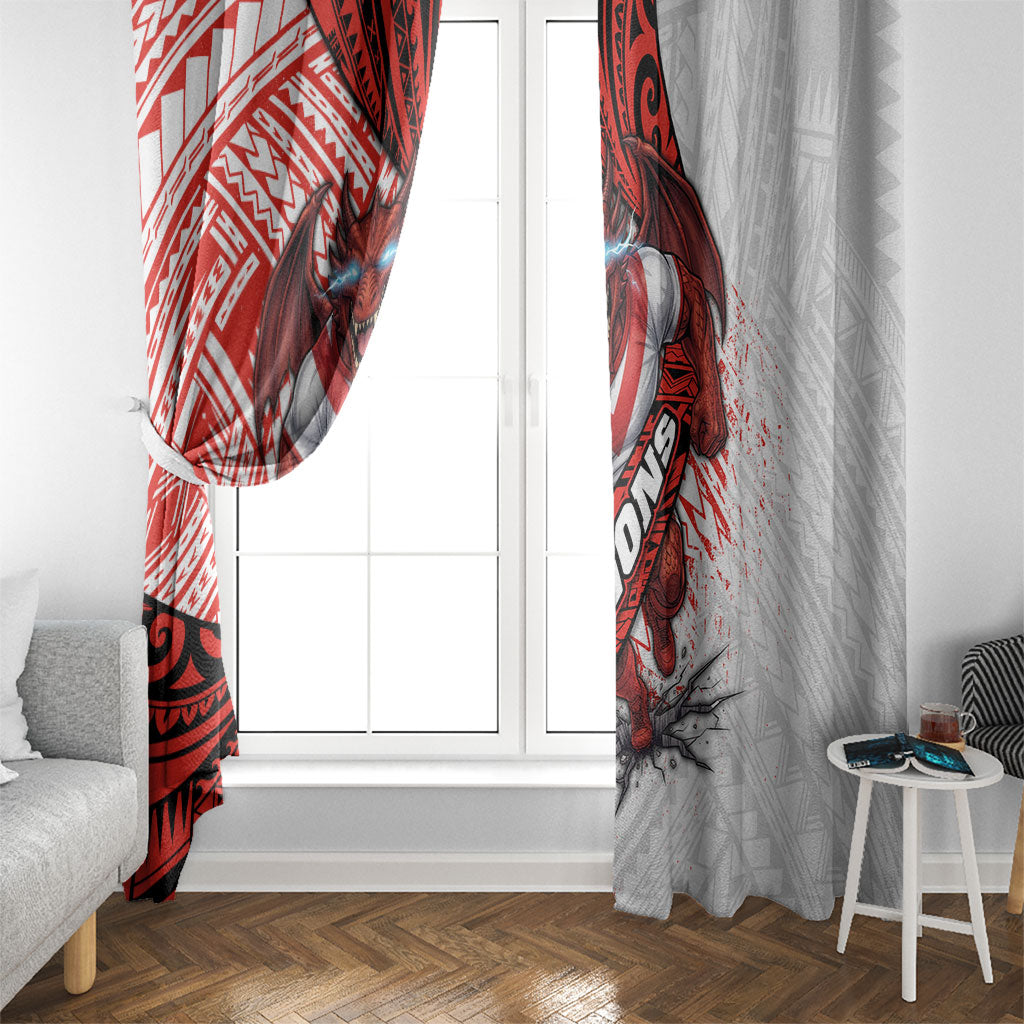 St George Illawarra Dragons Rugby Window Curtain Tribal Polynesian Power Art - Lightning Mascot