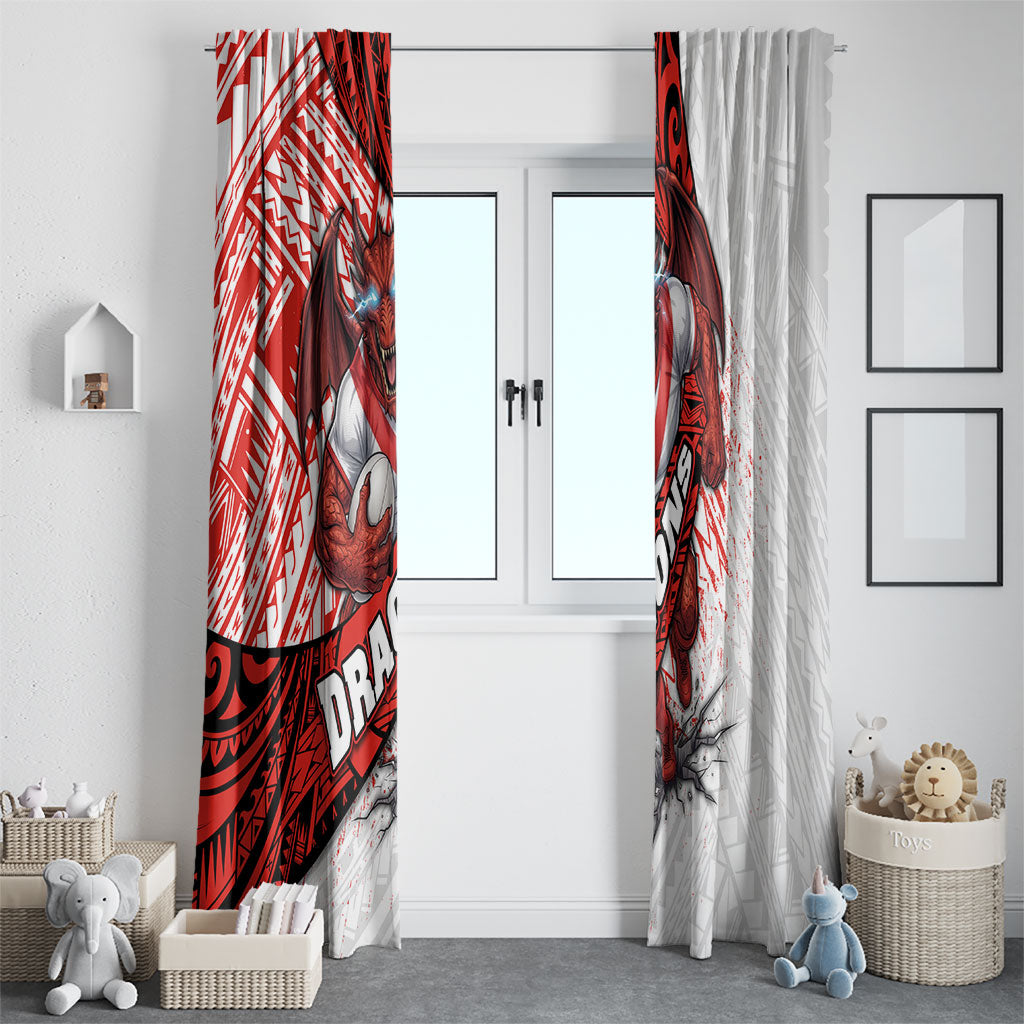 St George Illawarra Dragons Rugby Window Curtain Tribal Polynesian Power Art - Lightning Mascot