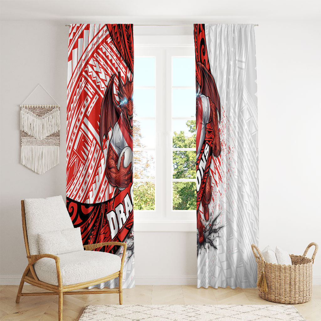 St George Illawarra Dragons Rugby Window Curtain Tribal Polynesian Power Art - Lightning Mascot