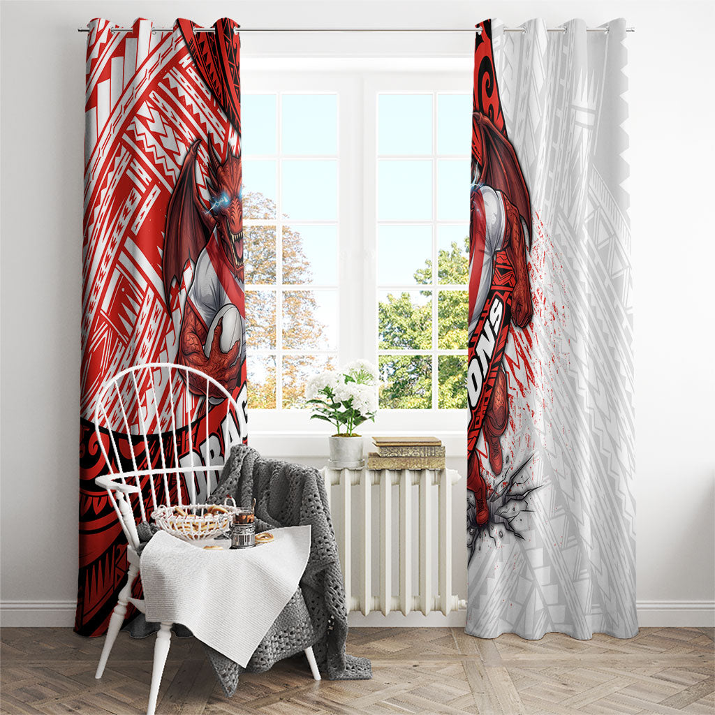St George Illawarra Dragons Rugby Window Curtain Tribal Polynesian Power Art - Lightning Mascot