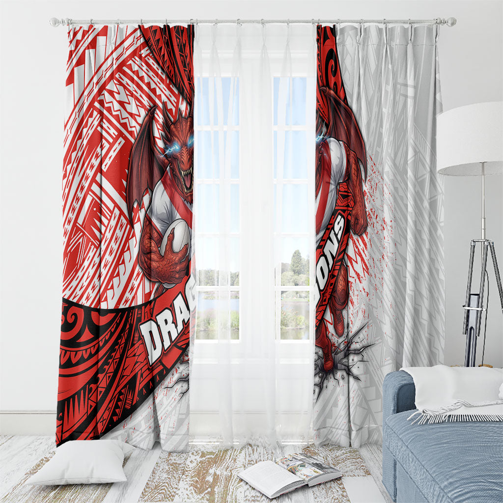 St George Illawarra Dragons Rugby Window Curtain Tribal Polynesian Power Art - Lightning Mascot