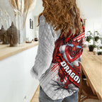 St George Illawarra Dragons Rugby Women Casual Shirt Tribal Polynesian Power Art - Lightning Mascot