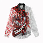 St George Illawarra Dragons Rugby Women Casual Shirt Tribal Polynesian Power Art - Lightning Mascot