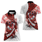 St George Illawarra Dragons Rugby Women Polo Shirt Tribal Polynesian Power Art - Lightning Mascot