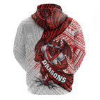 St George Illawarra Dragons Rugby Zip Hoodie Tribal Polynesian Power Art - Lightning Mascot