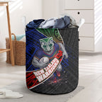 New Zealand Warriors Rugby Laundry Basket Tribal Polynesian Power Art - Lightning Mascot