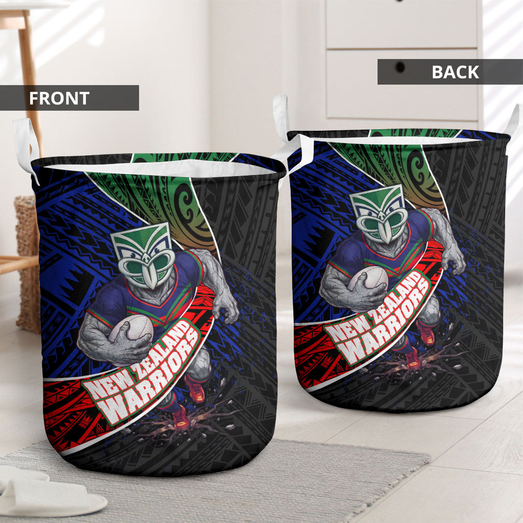 New Zealand Warriors Rugby Laundry Basket Tribal Polynesian Power Art - Lightning Mascot