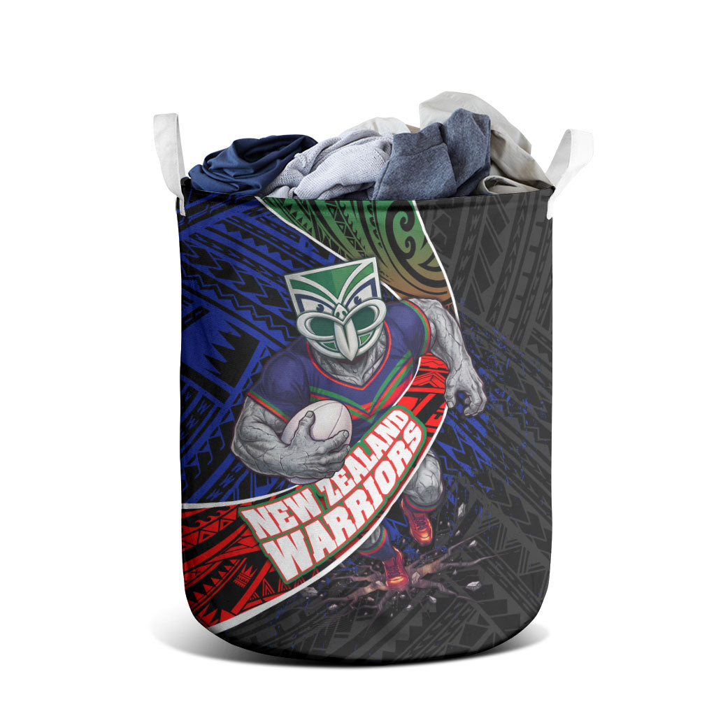 New Zealand Warriors Rugby Laundry Basket Tribal Polynesian Power Art - Lightning Mascot