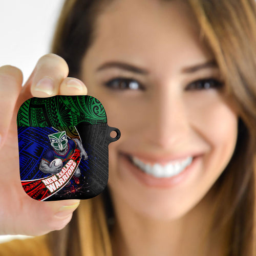 New Zealand Warriors Rugby AirPods Case Tribal Polynesian Power Art - Lightning Mascot