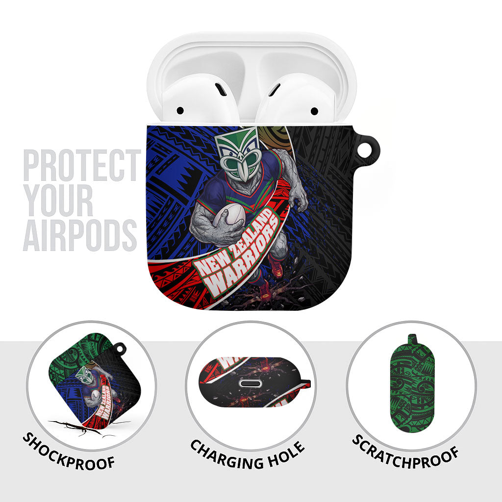 New Zealand Warriors Rugby AirPods Case Tribal Polynesian Power Art - Lightning Mascot
