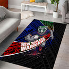 New Zealand Warriors Rugby Area Rug Tribal Polynesian Power Art - Lightning Mascot