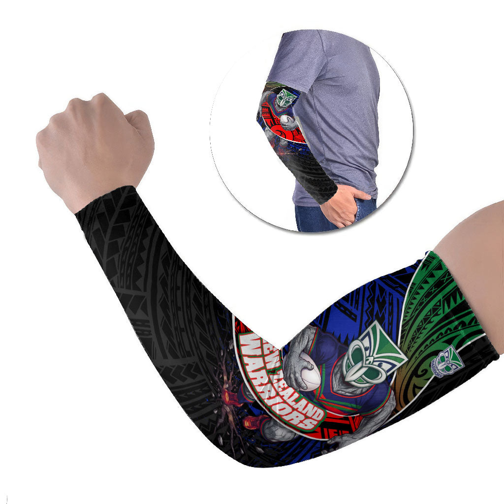 New Zealand Warriors Rugby Arm Sleeves Tribal Polynesian Power Art - Lightning Mascot