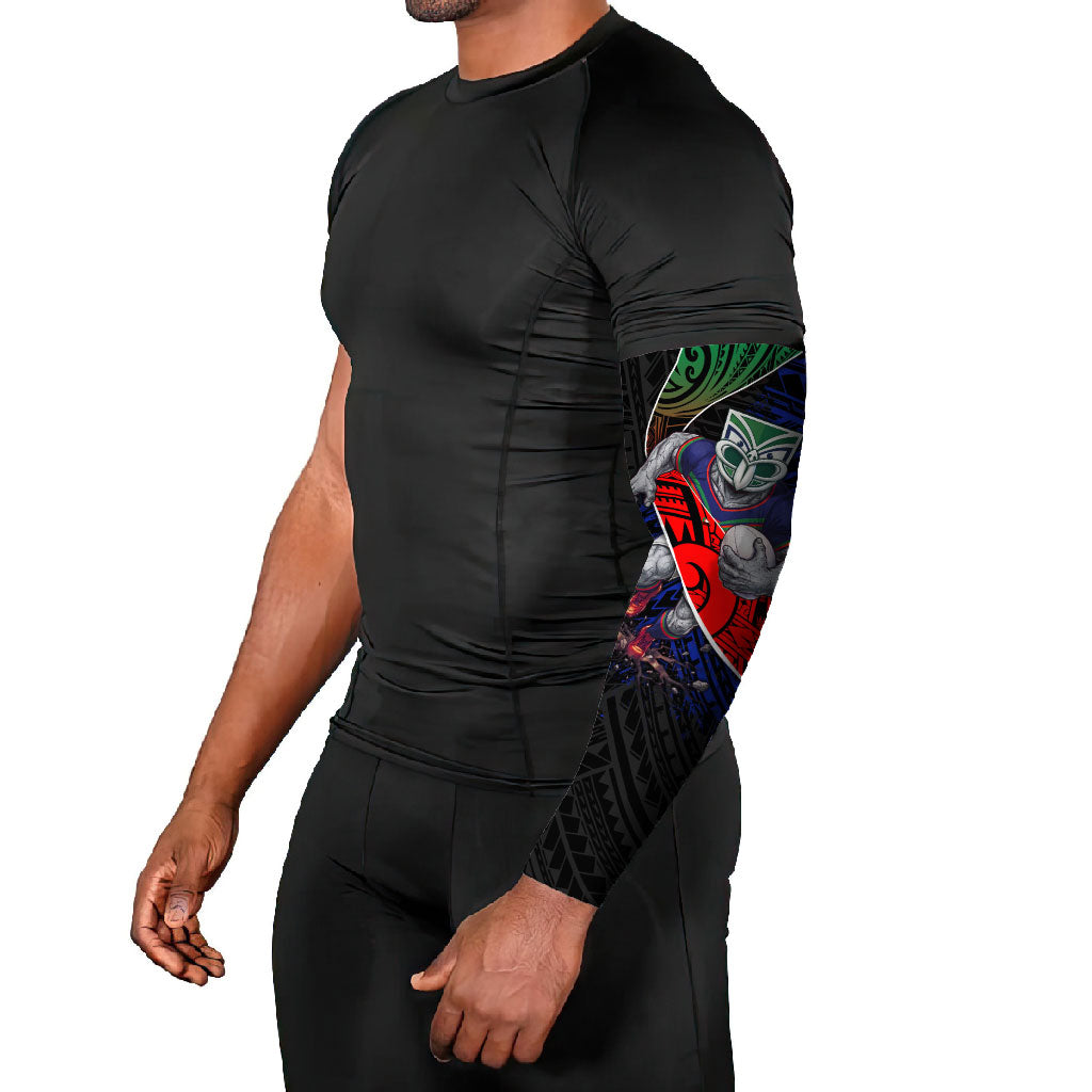 New Zealand Warriors Rugby Arm Sleeves Tribal Polynesian Power Art - Lightning Mascot