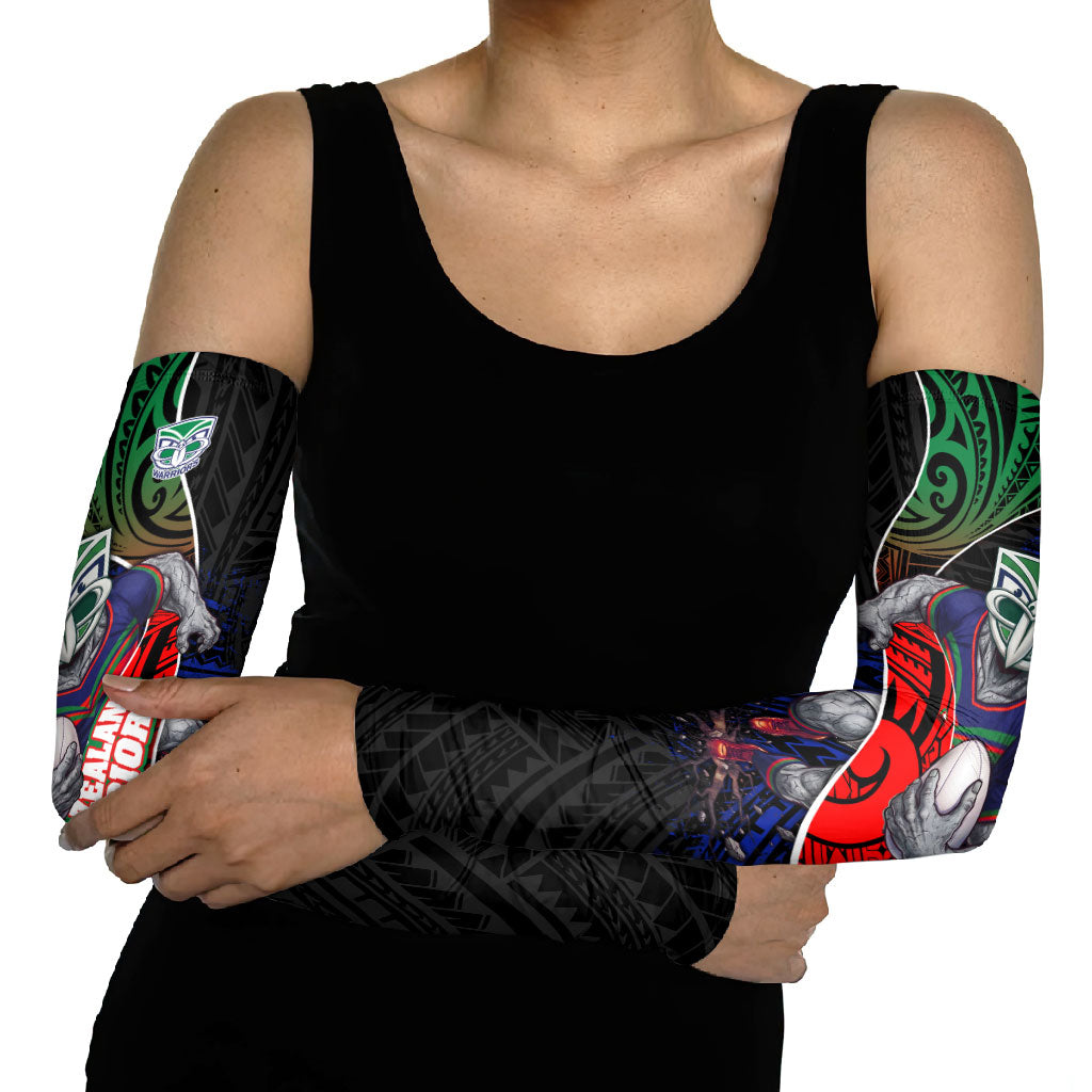 New Zealand Warriors Rugby Arm Sleeves Tribal Polynesian Power Art - Lightning Mascot