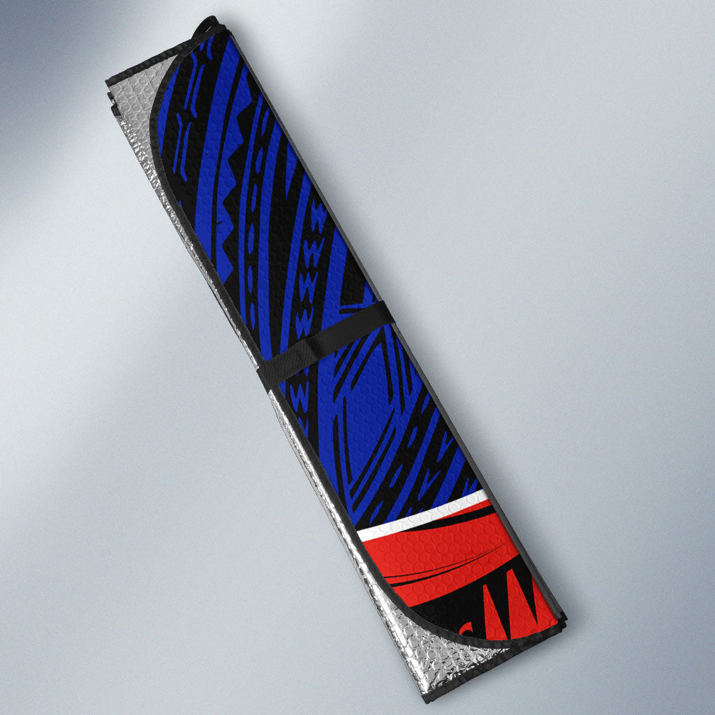 New Zealand Warriors Rugby Auto Sun Shade Tribal Polynesian Power Art - Lightning Mascot