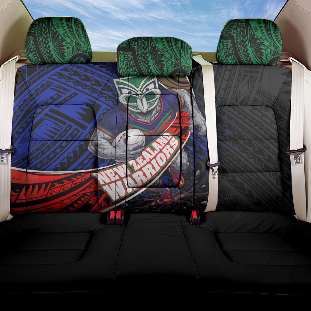 New Zealand Warriors Rugby Back Car Seat Cover Tribal Polynesian Power Art - Lightning Mascot