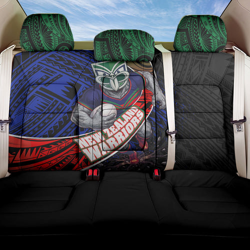 New Zealand Warriors Rugby Back Car Seat Cover Tribal Polynesian Power Art - Lightning Mascot