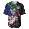 New Zealand Warriors Rugby Baseball Jersey Tribal Polynesian Power Art - Lightning Mascot
