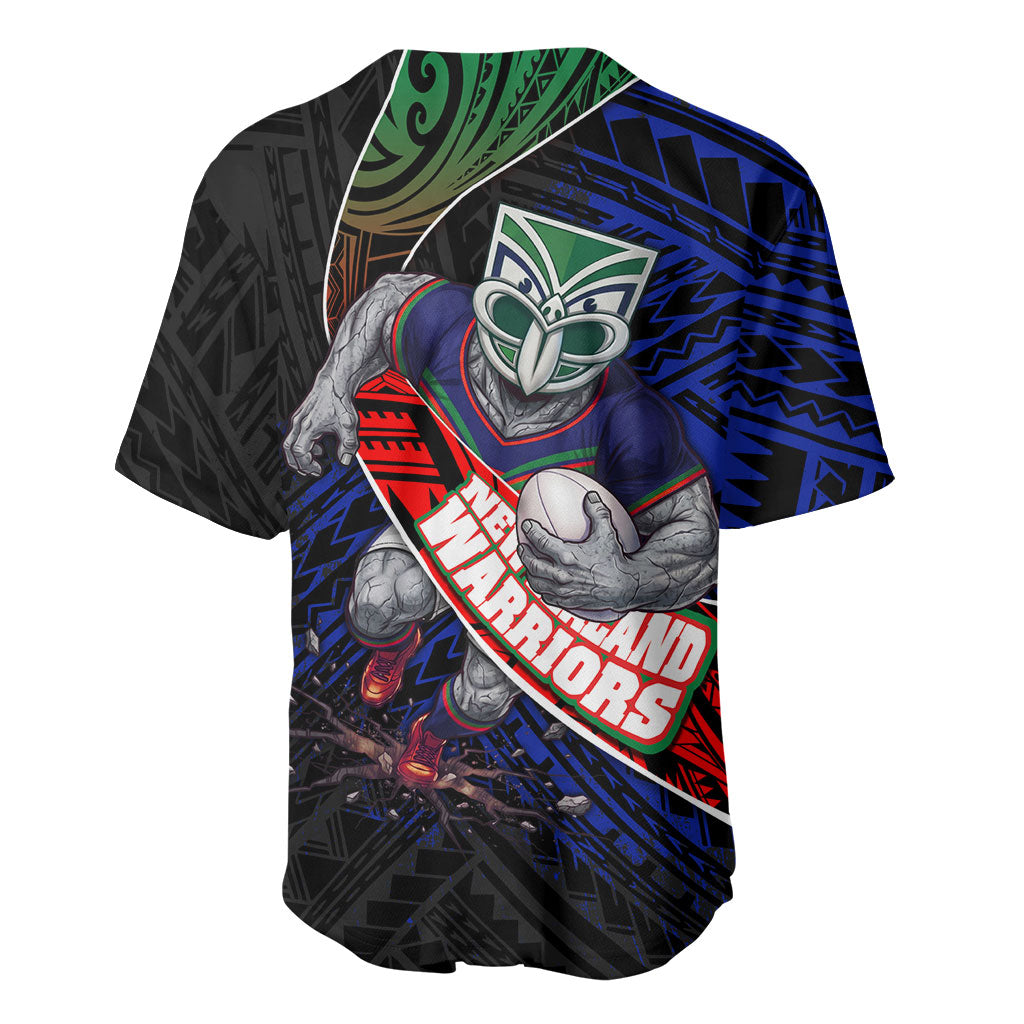 New Zealand Warriors Rugby Baseball Jersey Tribal Polynesian Power Art - Lightning Mascot