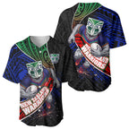 New Zealand Warriors Rugby Baseball Jersey Tribal Polynesian Power Art - Lightning Mascot