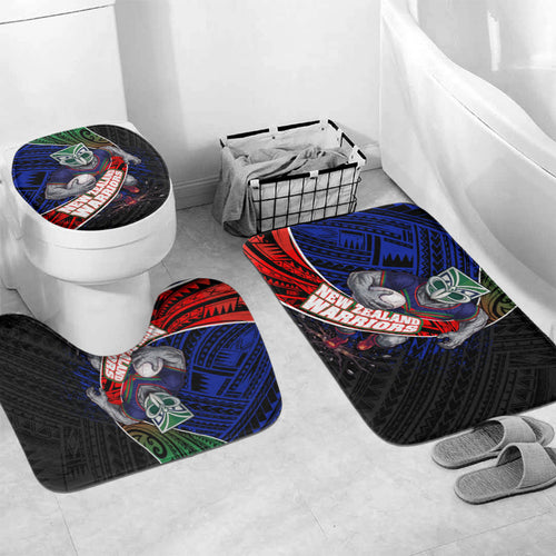 New Zealand Warriors Rugby Bathroom Set Tribal Polynesian Power Art - Lightning Mascot