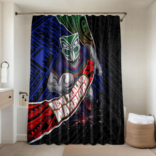 New Zealand Warriors Rugby Bathroom Set Tribal Polynesian Power Art - Lightning Mascot
