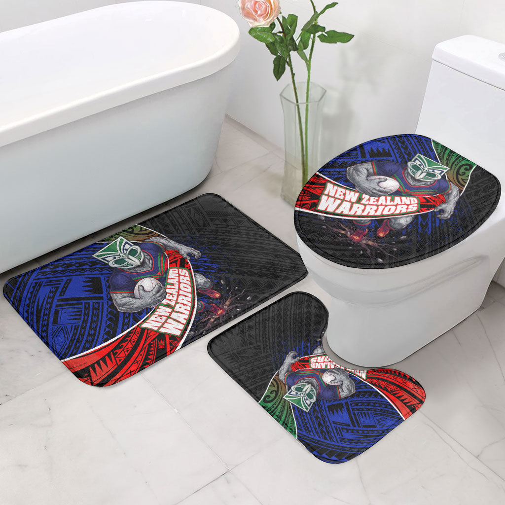 New Zealand Warriors Rugby Bathroom Set Tribal Polynesian Power Art - Lightning Mascot