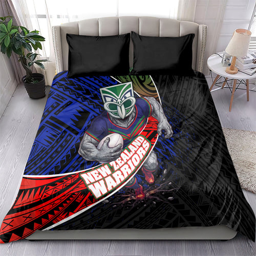 New Zealand Warriors Rugby Bedding Set Tribal Polynesian Power Art - Lightning Mascot