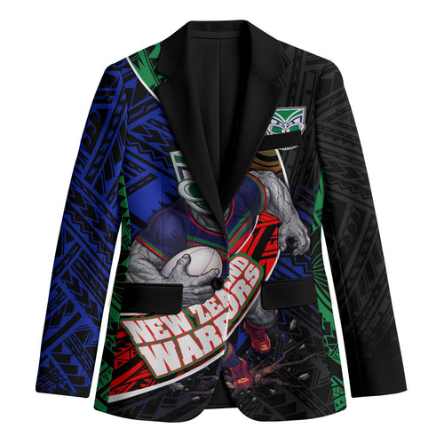 New Zealand Warriors Rugby Blazer Tribal Polynesian Power Art - Lightning Mascot