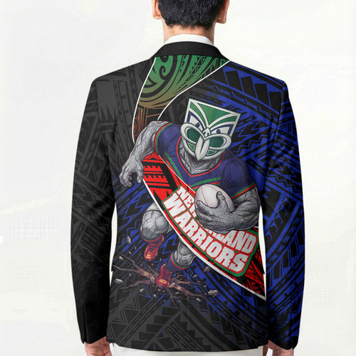 New Zealand Warriors Rugby Blazer Tribal Polynesian Power Art - Lightning Mascot