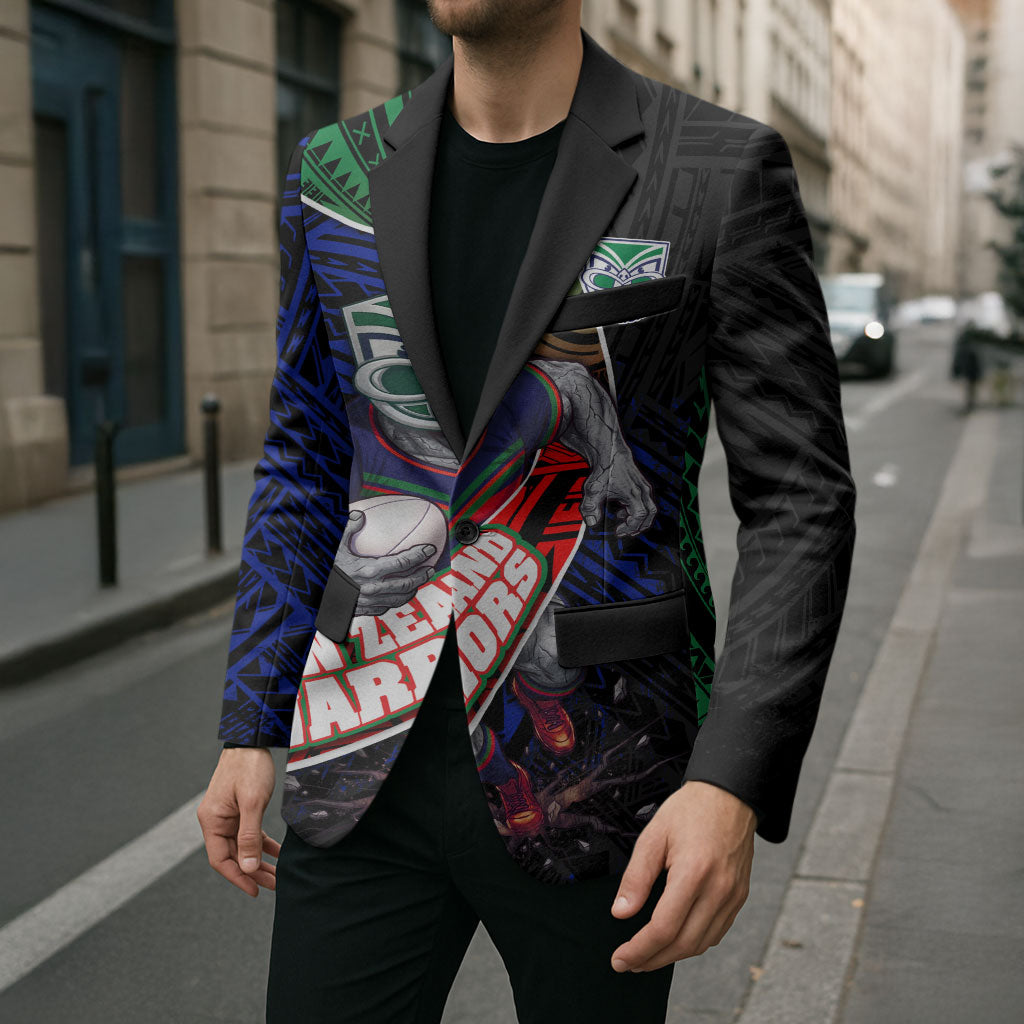 New Zealand Warriors Rugby Blazer Tribal Polynesian Power Art - Lightning Mascot