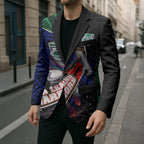 New Zealand Warriors Rugby Blazer Tribal Polynesian Power Art - Lightning Mascot