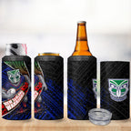 New Zealand Warriors Rugby 4 in 1 Can Cooler Tumbler Tribal Polynesian Power Art - Lightning Mascot