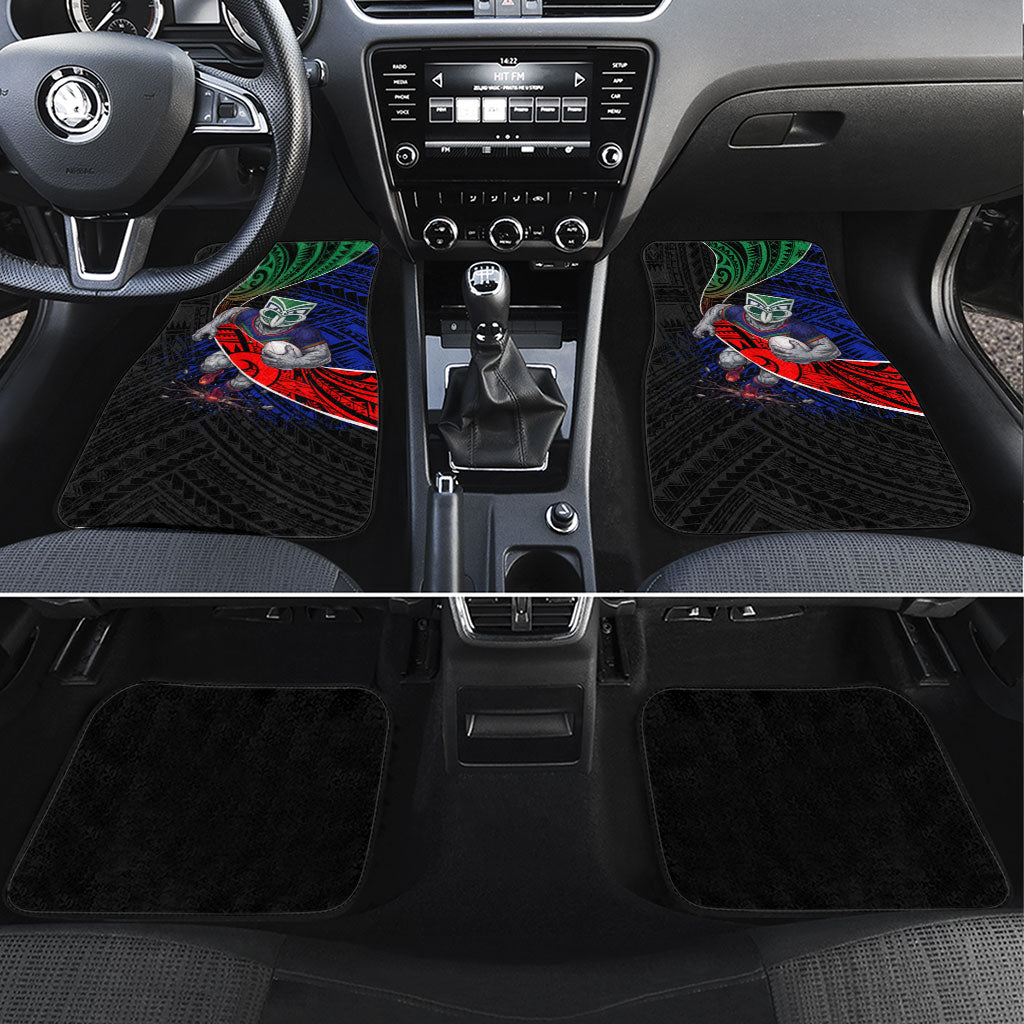 New Zealand Warriors Rugby Car Mats Tribal Polynesian Power Art - Lightning Mascot