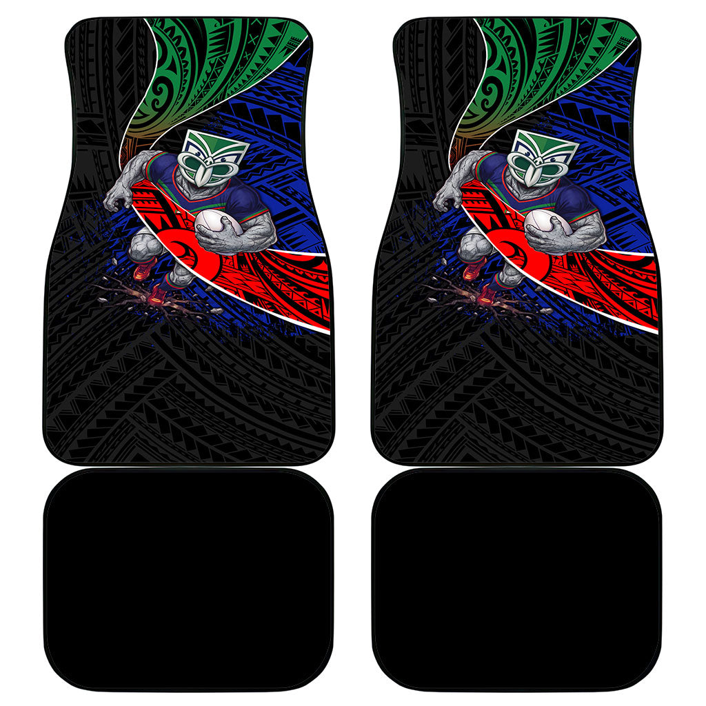 New Zealand Warriors Rugby Car Mats Tribal Polynesian Power Art - Lightning Mascot