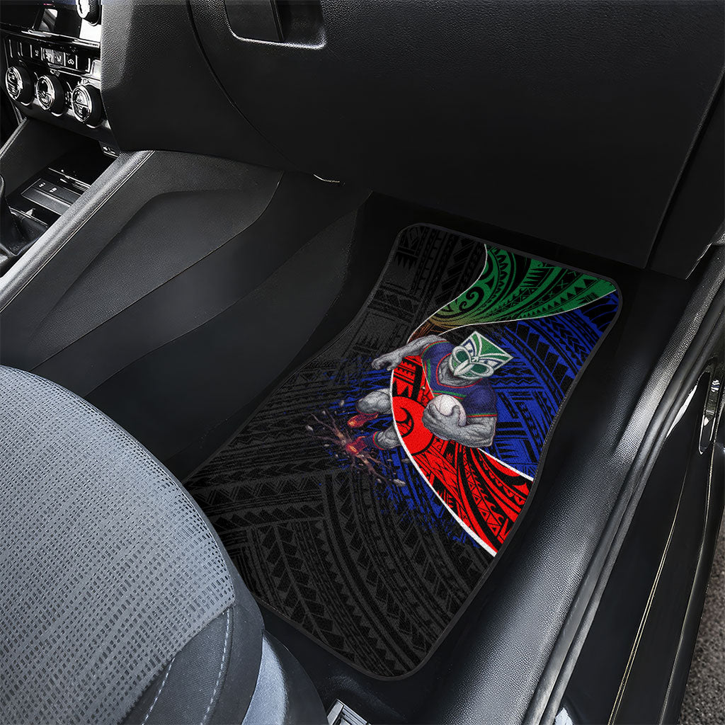 New Zealand Warriors Rugby Car Mats Tribal Polynesian Power Art - Lightning Mascot