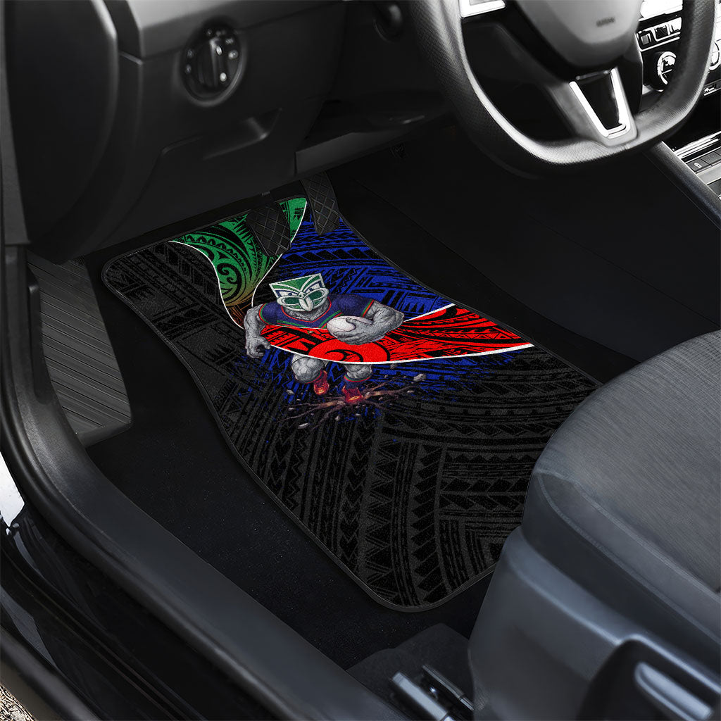 New Zealand Warriors Rugby Car Mats Tribal Polynesian Power Art - Lightning Mascot